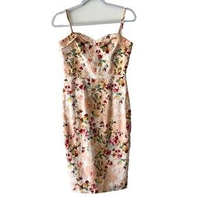 Black Halo Dress Women's Size 4 Clover Sheath Dress Peachy Floral New